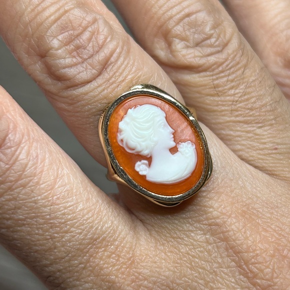 Vintage Cameo Ring - gold filled, signed - Picture 5 of 7